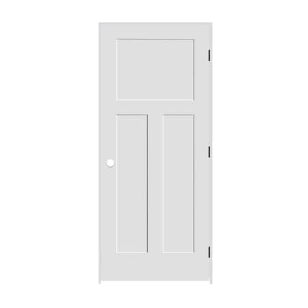 Codel Doors 24" x 80" x 1-3/8" Primed 3-Panel Mission Interior Shaker 4-9/16" LH Prehung Door with Black Hinges 2068pri8403LH1D4916
